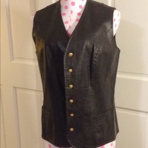 Leather look dark brown vest